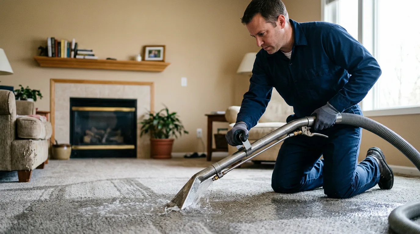 Water damage restoration technician working near Ghent, KY